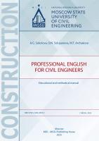 Соколова А.Г. Солуянова О.Н. Арчакова М.Т. Профессиональный английский для инженеров-строителей : учебно-методическое пособие / Professional English for Civil Engineers : educational and methodical manual 